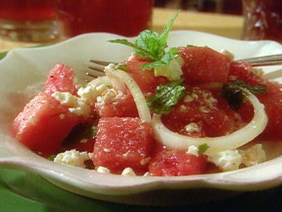 Refreshing Watermelon Salad with Feta & Mint Leaves